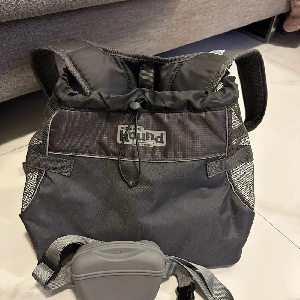Outward Hound Charcoal and Black Backpack & puppy treat Fanny pack for training
